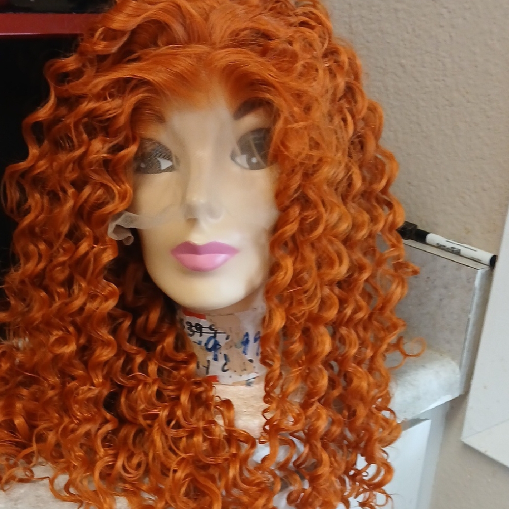 Curly Orange Wig for Women